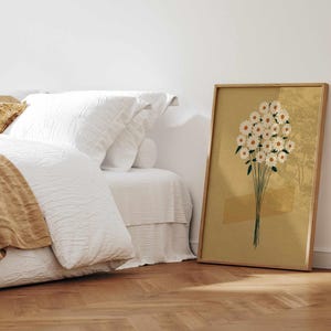 Vintage Floral Print: Rustic Wildflower Wall Art, Neutral Retro Botanical Poster image 8
