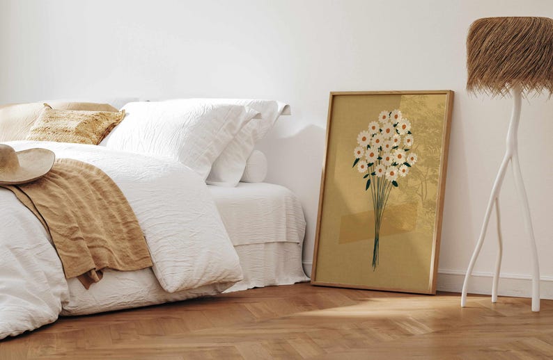 Vintage Floral Print: Rustic Wildflower Wall Art, Neutral Retro Botanical Poster image 8