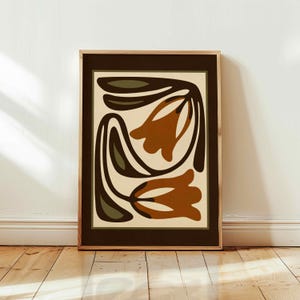 Retro Floral Print — Scandinavian Botanical Wall Art, Mid Century Modern Decor image 5