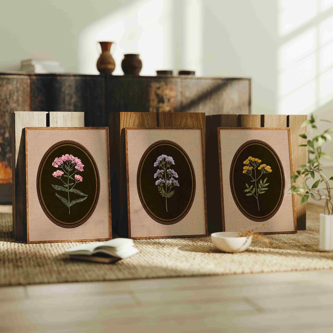 Vintage Botanical Print Set – Warm Neutral Floral Wall Art, Antique ...