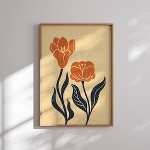 Precioso póster de flores de los 70, lámina de Matisse, arte mural de los 70, arte mural moderno, decoración de los 70, arte mural moderno, arte mural retro, arte moderno de mediados de siglo
