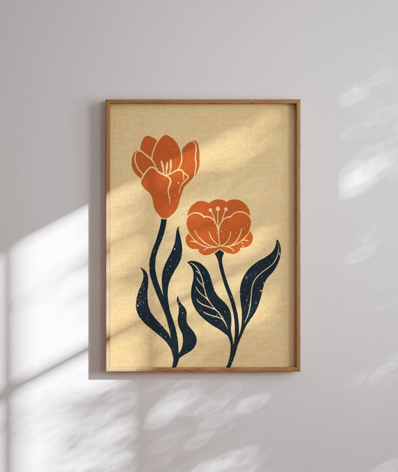 Lovely 70s Flower Poster, Matisse Art Print, 70s Wall Art, Funky Wall Art, 70s Decor, Groovy Wall Art, Retro Wall Art, Mid Century Modern