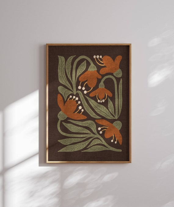 Groovy 70s Flower Poster, Matisse Art Print, Mid Century Modern, 70s Wall Art, Funky Wall Art, 70s Decor, Retro Wall Art, Vintage Style