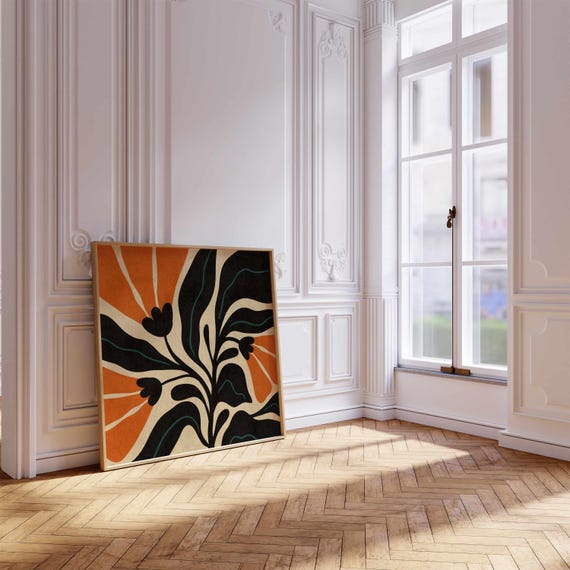 Retro Floral Print: Mid Century Modern Botanical Wall Art, Eclectic Home Decor