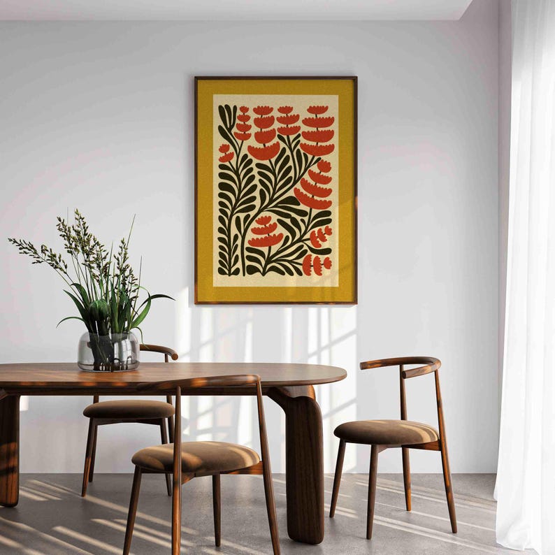 Retro Floral Print — Skandinavische botanische Wandkunst, Mid Century Modern Decor Bild 11