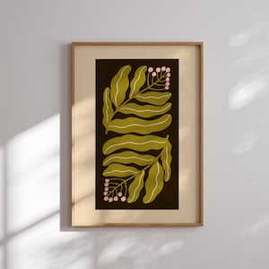 Precioso póster de flores de los 70, lámina de Matisse, arte mural moderno de los 70, decoración de mediados de siglo, arte mural retro, arte mural colorido