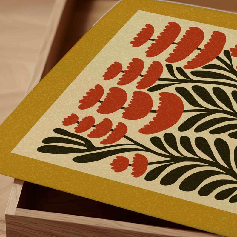 Retro Floral Print — Skandinavische botanische Wandkunst, Mid Century Modern Decor Bild 16