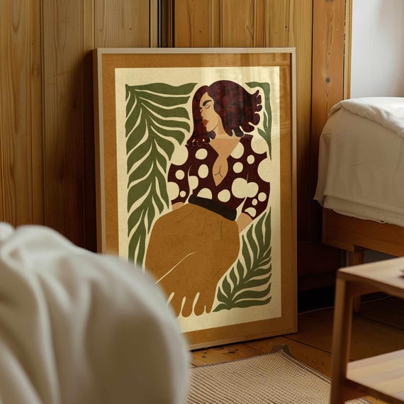 Matisse Style Woman Art Print: Retro Feminine Artwork, Mid Century Modern Boho Decor