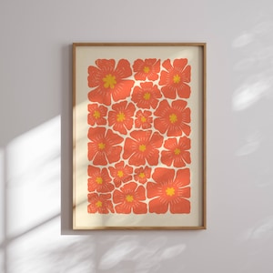70er Jahre Groovy Blumen Poster, Funky Poster Druck, Retro Wandkunst, Matisse Kunstdruck, 70er Dekor, Mid Century Kunst, 60er Wand-Dekor, 70er Jahre inspiriert