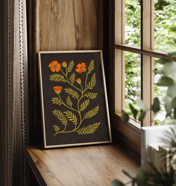 Vintage Floral Print: Retro Botanical Wall Art, Moody Cottagecore Home Decor