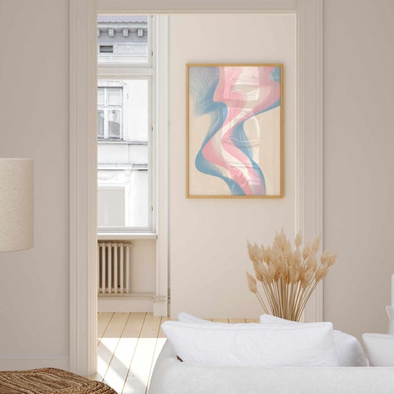 Subtle Trans Pride Wall Art – Modern LGBTQ+ Print in Trans Flag Colors, Minimalist Queer Art, Unique Gift for Transgender & Nonbinary People