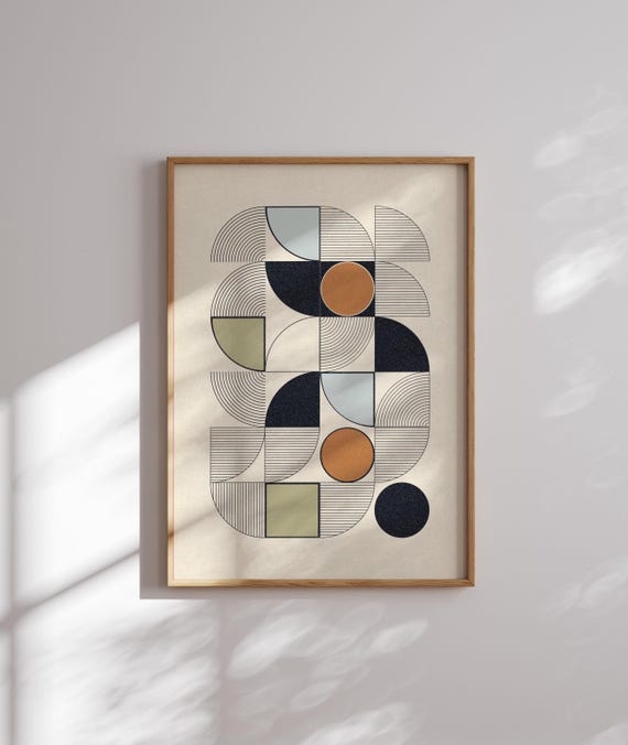 Bauhaus Wall Art, Geometric Poster, Mid Century Modern Wall Art, Retro Poster, Abstract Wall Decor, Minimalist Art, Modern Eclectic Art