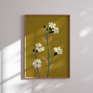 Bellissimo poster floreale anni '70, stampa botanica, arte murale anni '70, arte murale funky, stampa floreale retrò, arredamento anni '70, arte murale botanica, arte murale retrò