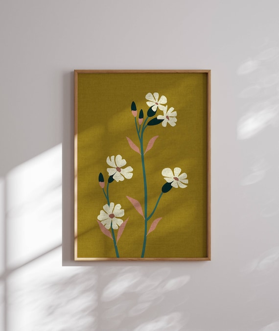 Lovely 70s Flower Poster, Botanical Print, 70s Wall Art, Funky Wall Art, Retro Floral Print, 70s Decor, Botanical Wall Art, Retro Wall Art
