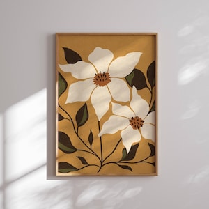Imprimé fleurs de style vintage, imprimé floral rétro, estampes botaniques, affiche vintage, art mural floral, décoration cottagecore, art mural ferme