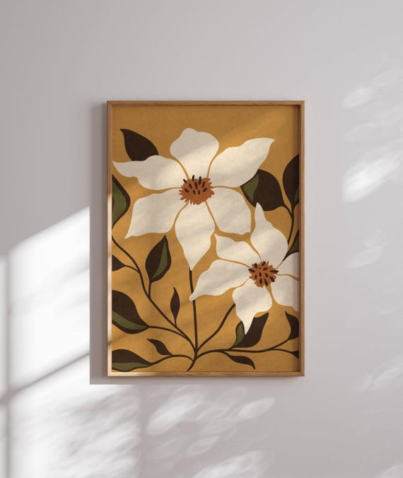 Vintage Style Flower Print, Retro Floral Print, Botanical Prints, Vintage Poster, Floral Wall Art, Cottagecore Decor, Farmhouse Wall Art