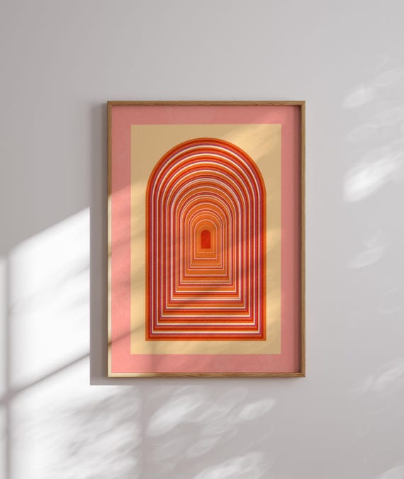 Subtle Lesbian Pride Wall Art, Abstract LGBTQ+ Print in Lesbian Flag Colors, Minimalist Queer Decor, Modern Gift for Her or Them