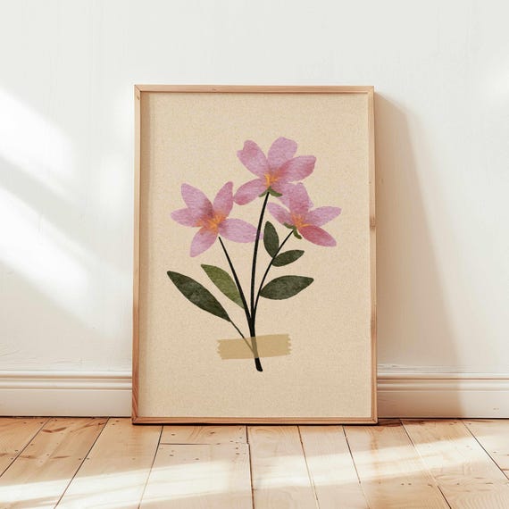 Vintage Style Floral Print – Soft Retro Wildflowers in Neutral Colors, Rustic Botanical Wall Art for Cozy Boho or Cottagecore Home Decor