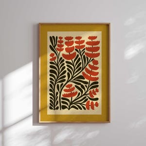 Bella stampa floreale retrò, arte moderna di metà secolo, arte murale floreale retrò, stampa di Matisse, arredamento anni '70, arte murale colorata, MCM Art