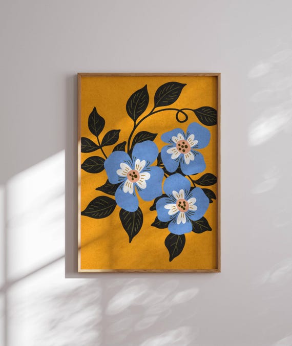 Groovy Retro Floral Print, 70s Inspired, Flower Wall Art, Colorful Art, Retro Wall Art, Mid Century Modern, Mcm Wall Art, Summer Wall Decor