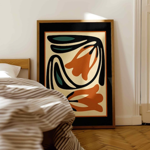 Retro Floral Print: Mid Century Modern Botanical Wall Art, Eclectic Home Decor