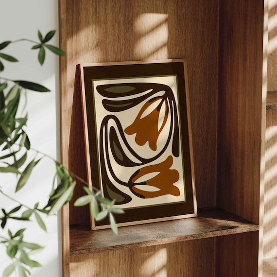 Retro Floral Print — Scandinavian Botanical Wall Art, Mid Century Modern Decor
