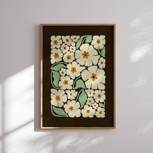 Póster de flores de los años 70, impresión de arte retro, decoración de los años 70, arte de pared retro, arte de pared de mediados de siglo, cottagecore oscuro, decoración de pared de los años 60, póster de Matisse