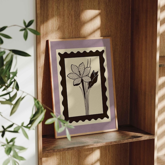 Vintage Botanical Print — Retro Floral Wall Art, Cottage Decor