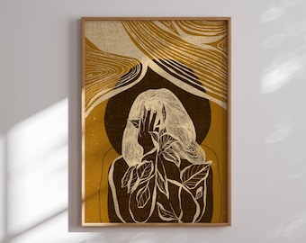 Abstract Woman Portrait Print – Mid-Century Modern Wall Art