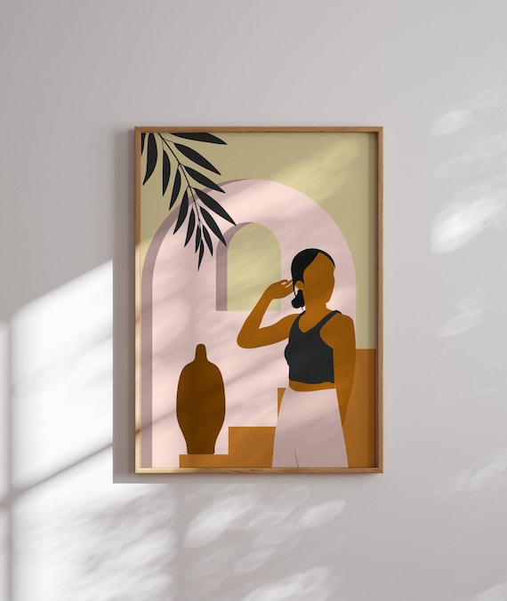 Abstract Woman Art Print, Female Portrait, Boho Wall Decor, Minimal Woman Art, Contemporary Art, Feminine Art Prints, Bohemian Home Art
