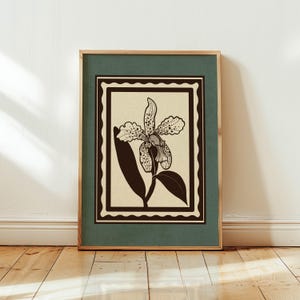 Framed Vintage Floral Print Set of 2 — Mid Century Modern Botanical Art, Scandinavian Decor One Print – Design 2