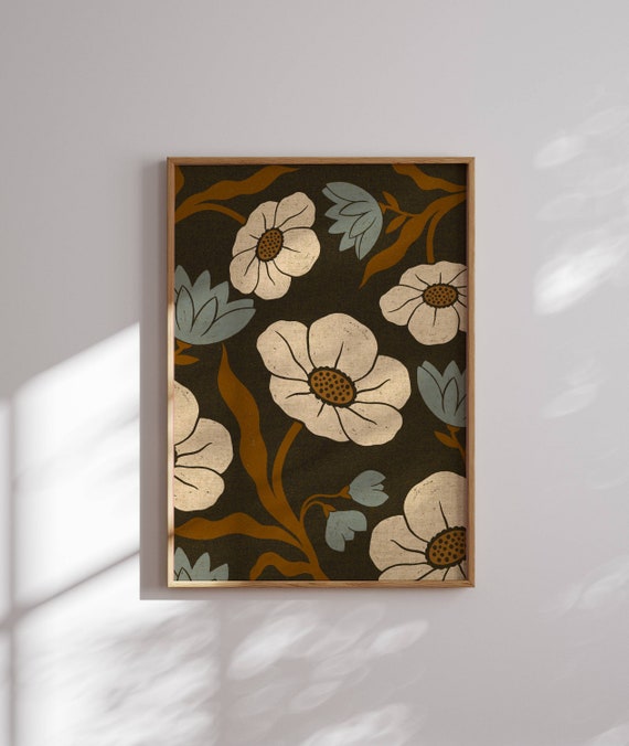 Lovely 70s Flower Poster, 70s Floral Artwork, Funky Wall Art, Mid Century Wall Art, 70s Decor, Groovy Wall Art, Cottagecore Decor, Retro Art