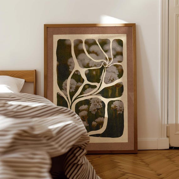 Abstract Floral Print: Retro Botanical Wall Art, Vintage Mid Century Modern Decor