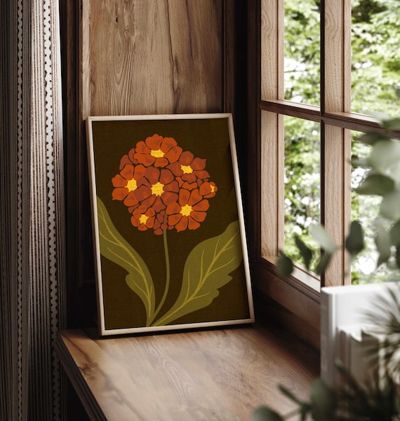 Vintage Botanical Print: Dark Floral Wall Art, Moody Retro Home Decor
