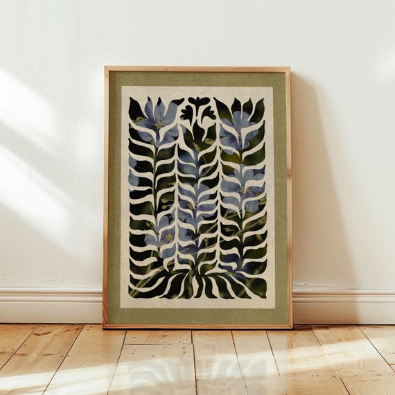 Mid Century Modern Floral Print: Abstract Botanical Wall Art, Vintage Home Decor