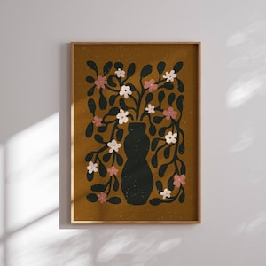 Póster de flores de los años 70, impresión artística de Matisse, arte mural de los años 70, arte de mediados de siglo, decoración de los años 70, arte mural retro, decoración de los años 60, decoración cottagecore