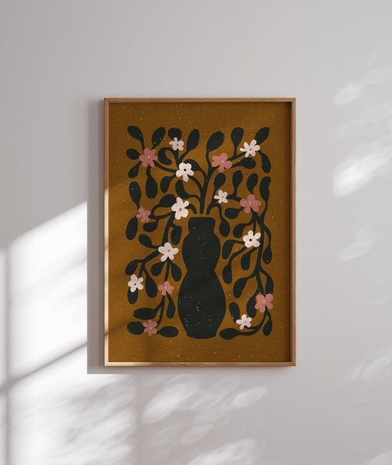 Groovy 70s Flower Poster, Matisse Art Print, 70s Wall Art, Mid Century Art, 70s Decor, Retro Wall Art, 60s Wall Decor, Cottagecore Decor