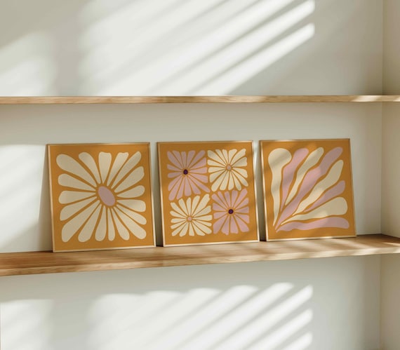 Matisse Floral Print Set: Retro 70s Botanical Art, Vintage Mid Century Modern Decor