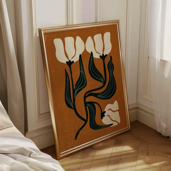Abstract Tulip Print: Mid-Century Modern Floral Wall Art, Vintage Decor