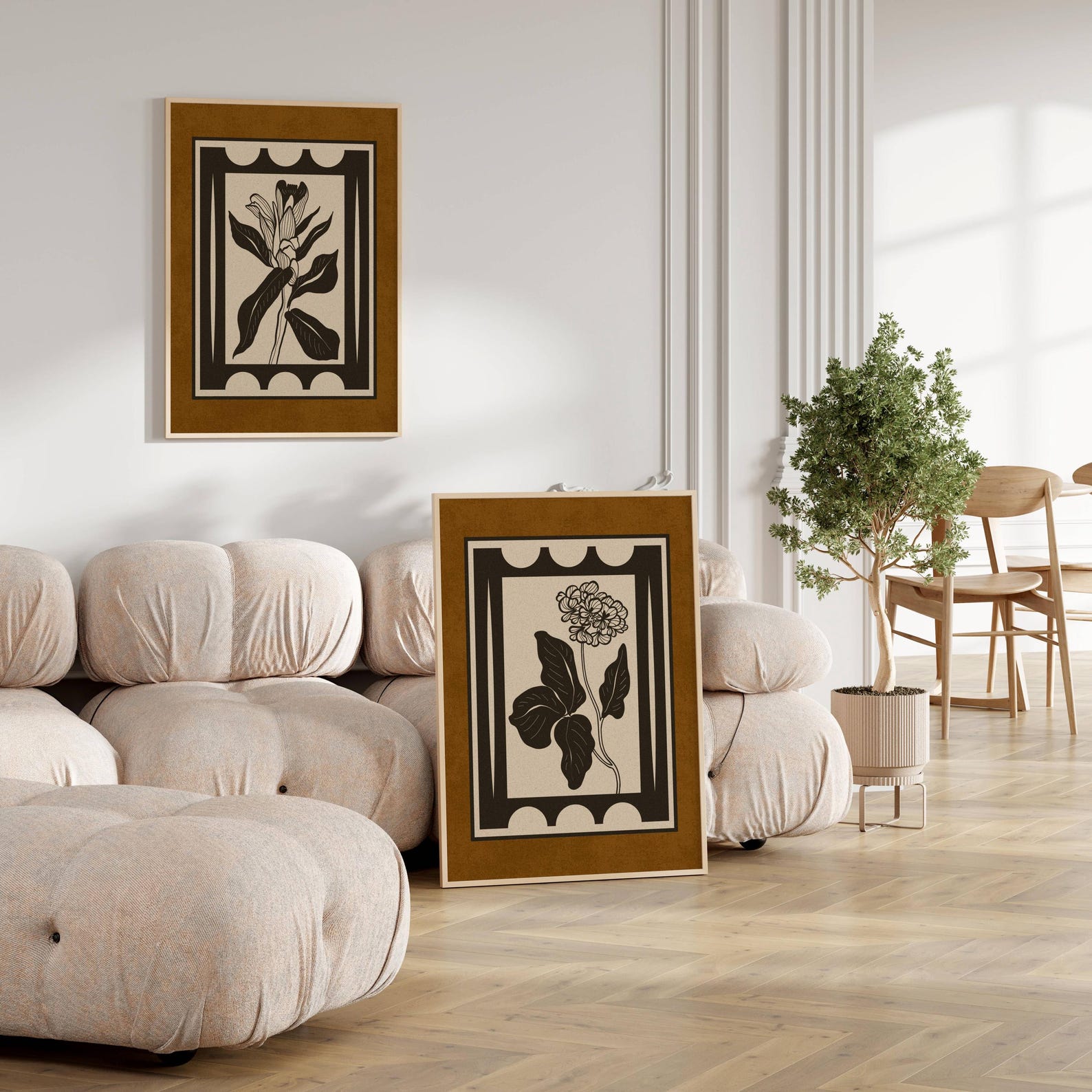 Vintage Botanical Print Set: Earth Tone Floral Wall Art, Cottagecore ...