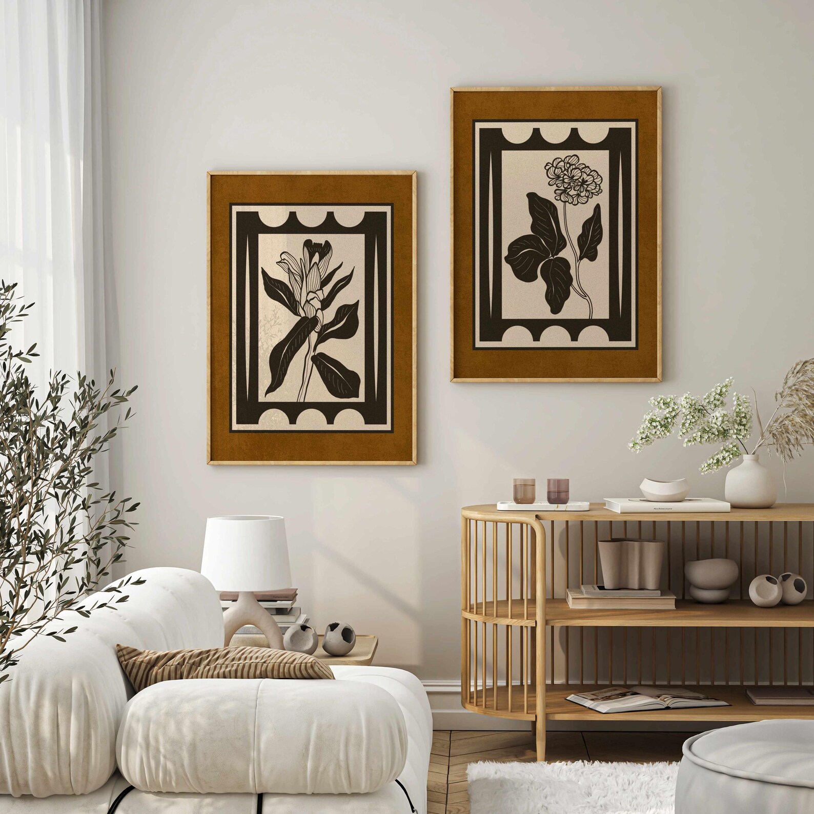 Vintage Botanical Print Set: Earth Tone Floral Wall Art, Cottagecore ...