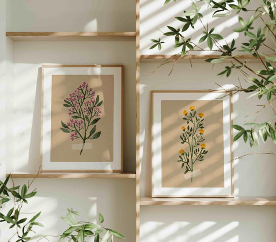 Vintage Floral Print Set: Rustic Wildflower Wall Art, French Country Decor