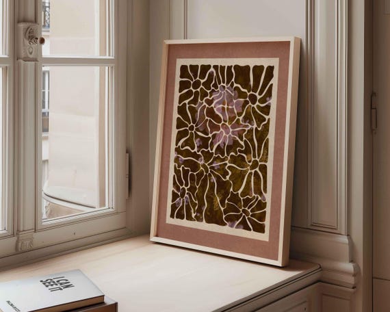 Abstract Floral Print: Mid Century Modern Botanical Wall Art, Vintage Decor