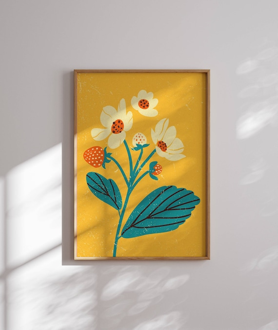 Lovely 70s Flower Poster, Retro Floral Print, 70s Wall Art, Colorful Funky Wall Art, 1970s Decor, Groovy Wall Art, Wildflowers, Maximalist