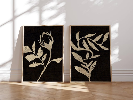 Moody Floral Wall Art, Set Of 2 Prints, Vintage Posters, Cottagecore Decor, Gallery Wall Set, Farmhouse Wall Art, Mid Century Modern Art