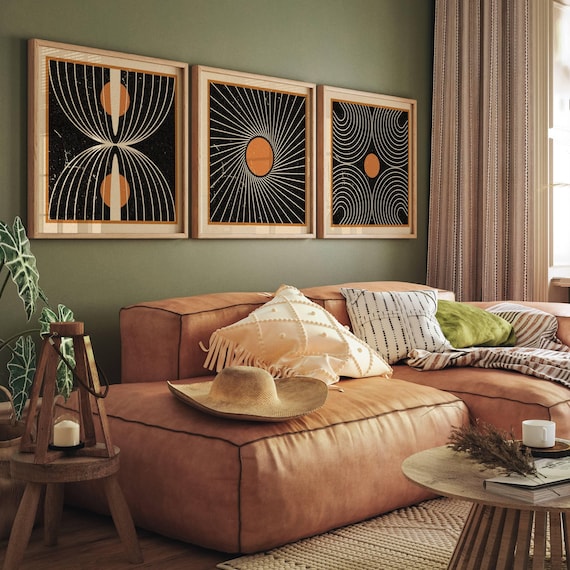 Japandi Print Set: Mid-Century Modern Geometric Art, Abstract Gallery Wall Decor