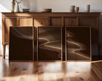 Abstract Triptych Wall Art: Mid Century Modern Print Set of 3, Scandinavian Decor