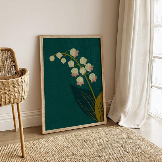 Lily Of The Valley Floral Print, Vintage Botanical Wall Art, Birth Flower Gift, Cozy Cottagecore Home Decor, Nature-Inspired Wall Art