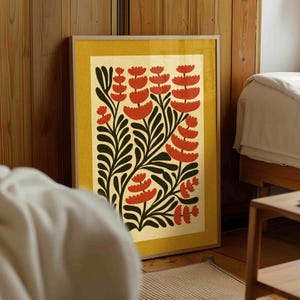 Retro Floral Print — Skandinavische botanische Wandkunst, Mid Century Modern Decor Bild 1