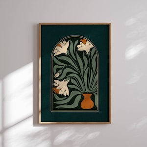Groovy 70s Flower Poster, Retro Floral Print, 70s Wall Art, Matisse Wall Art, 70s Aesthetic, Retro Wall Art, Mid Century Modern, Printed Art